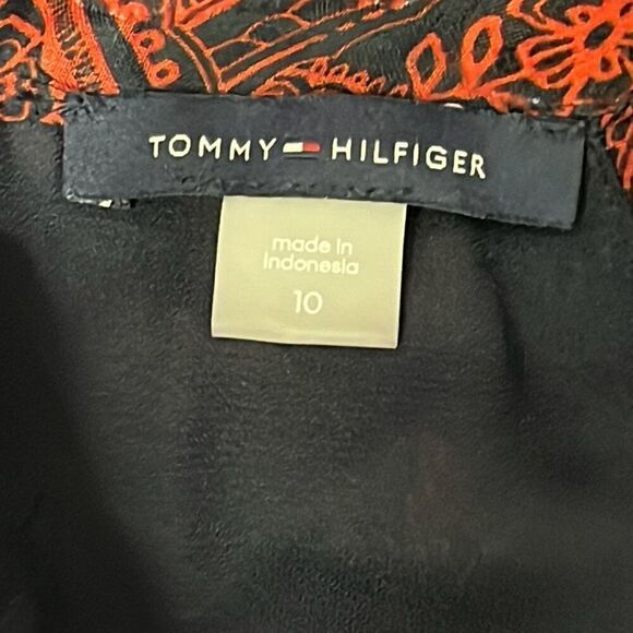 NWT Tommy Hilfiger Woman's Classy Red & Navy Blue Paisley Ruffle Midi A-line Dre - Picture 7 of 9